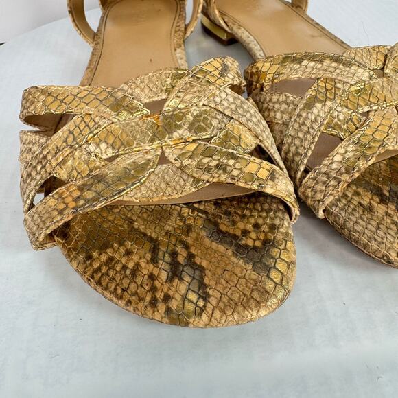 Michael Kors Annalise Beige Gold Leather Snake Print Sandals Sz 8 Coastal Glam - Picture 5 of 9